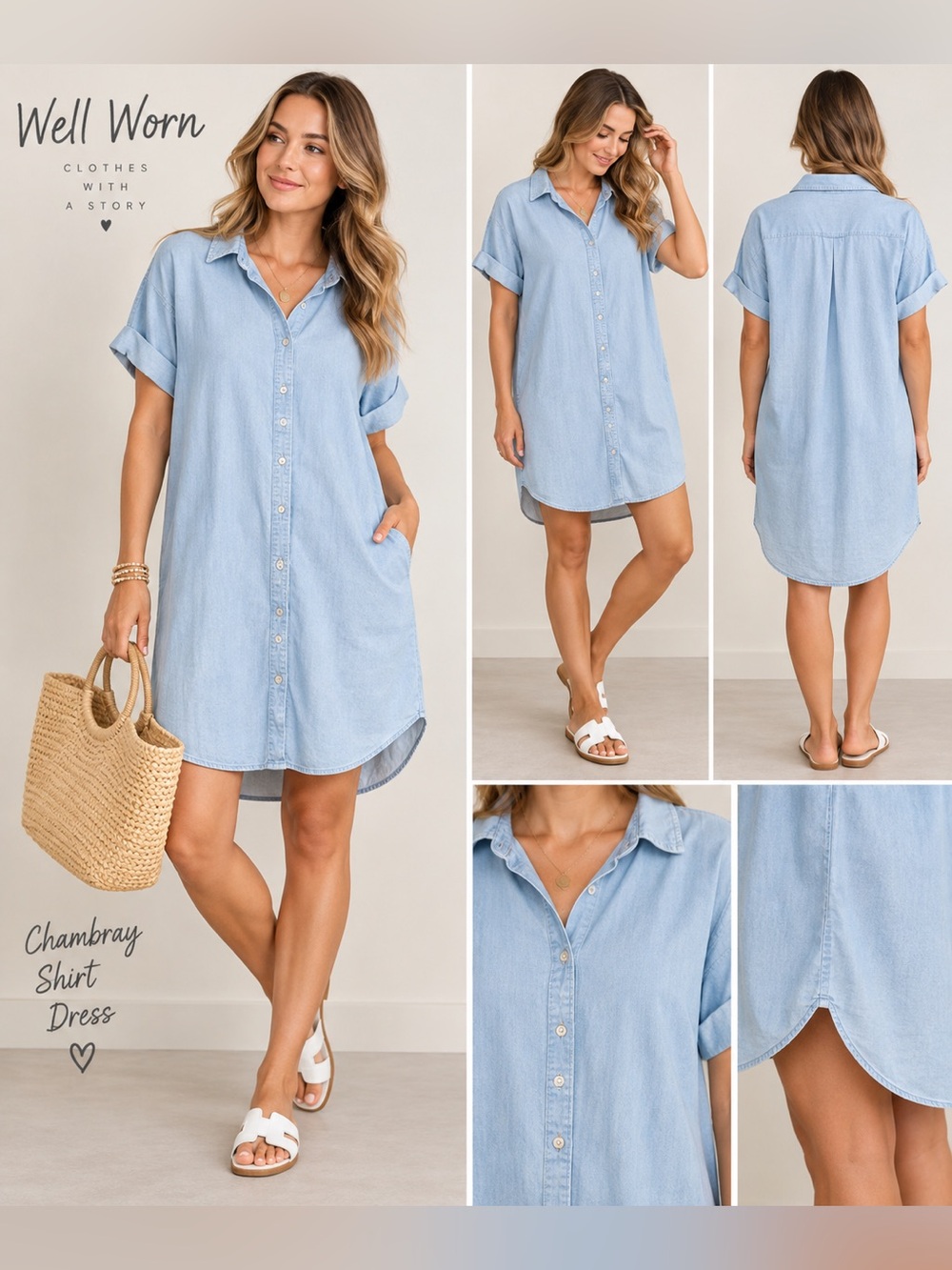 Well Worn Light Blue Short-Sleeve Button-Down Shirt